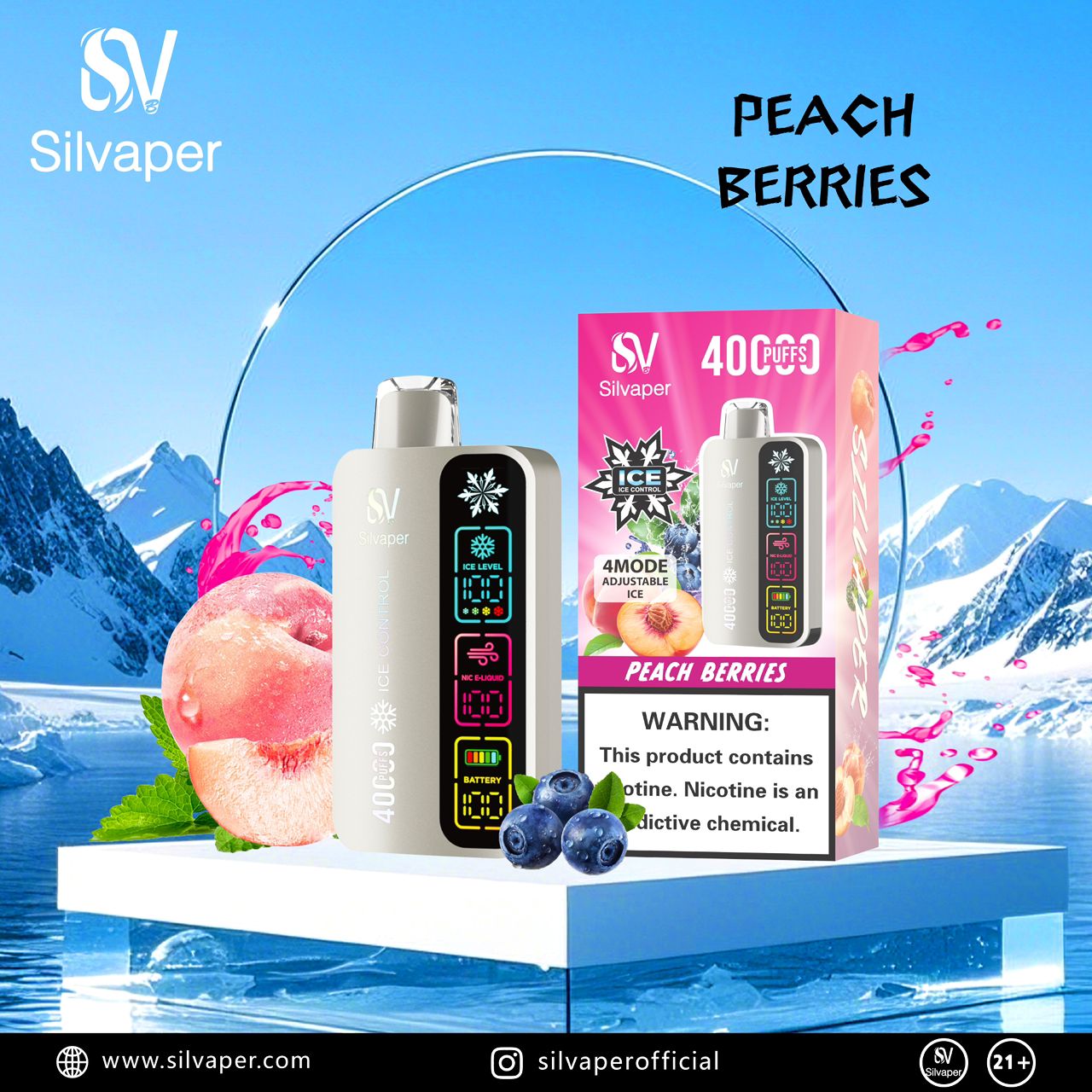 Silvaper 40,000 Puffs Adjustable Ice Disposable Vape