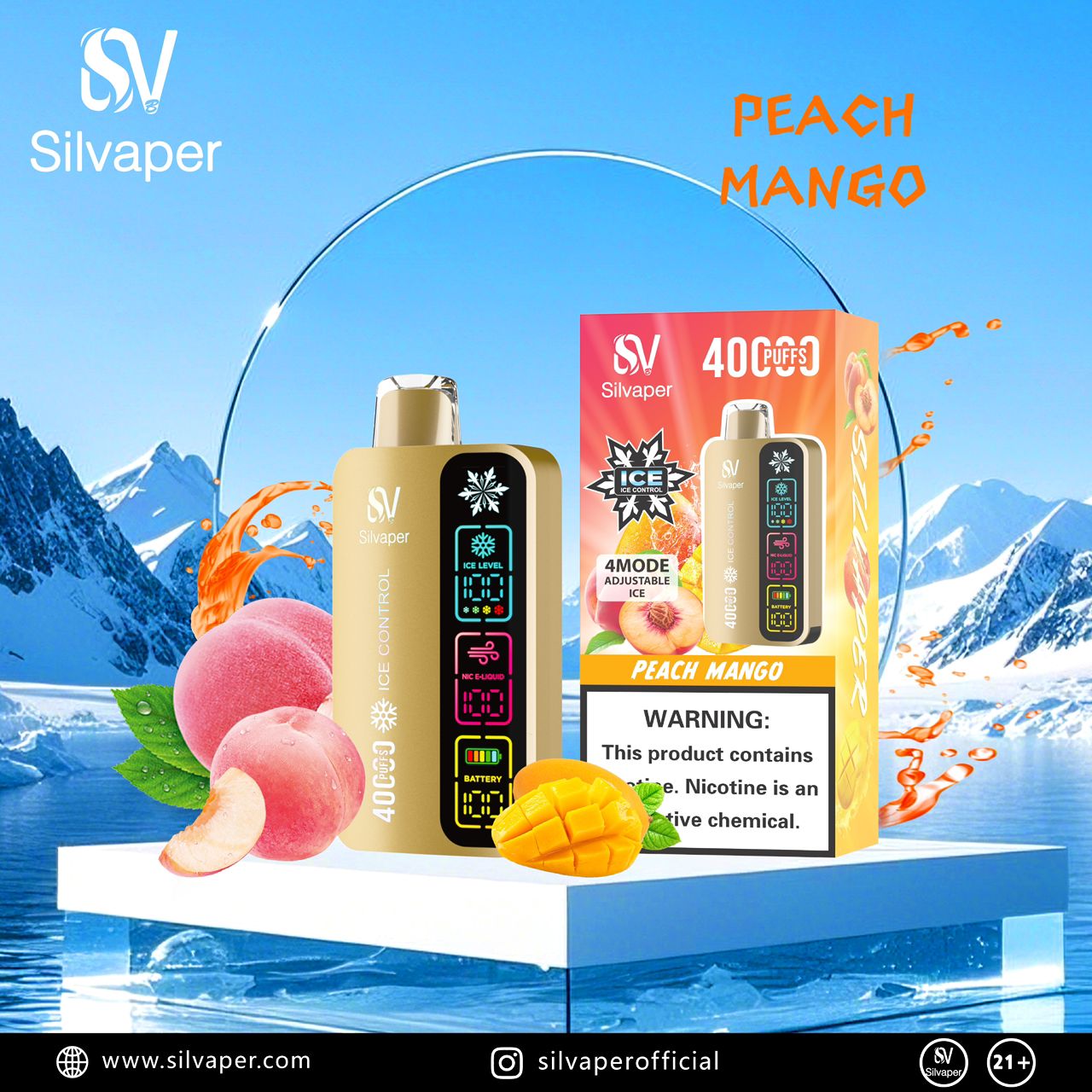 Silvaper 40,000 Puffs Adjustable Ice Disposable Vape