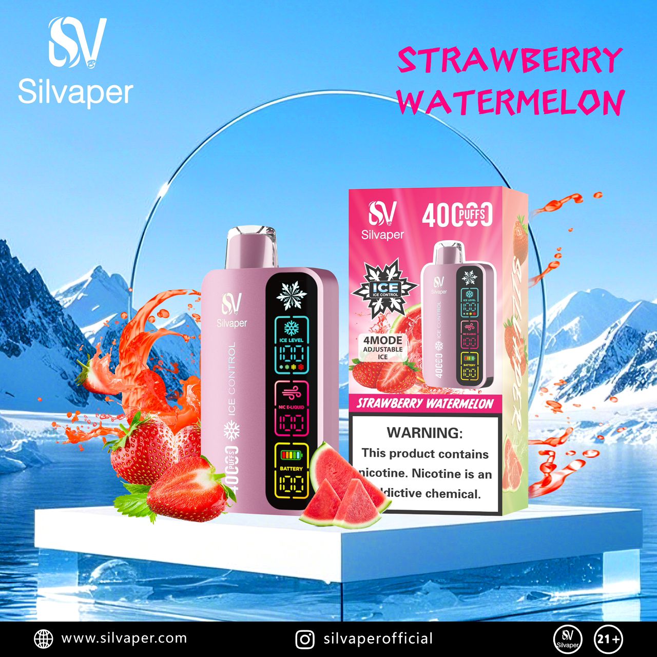 Silvaper 40,000 Puffs Adjustable Ice Disposable Vape