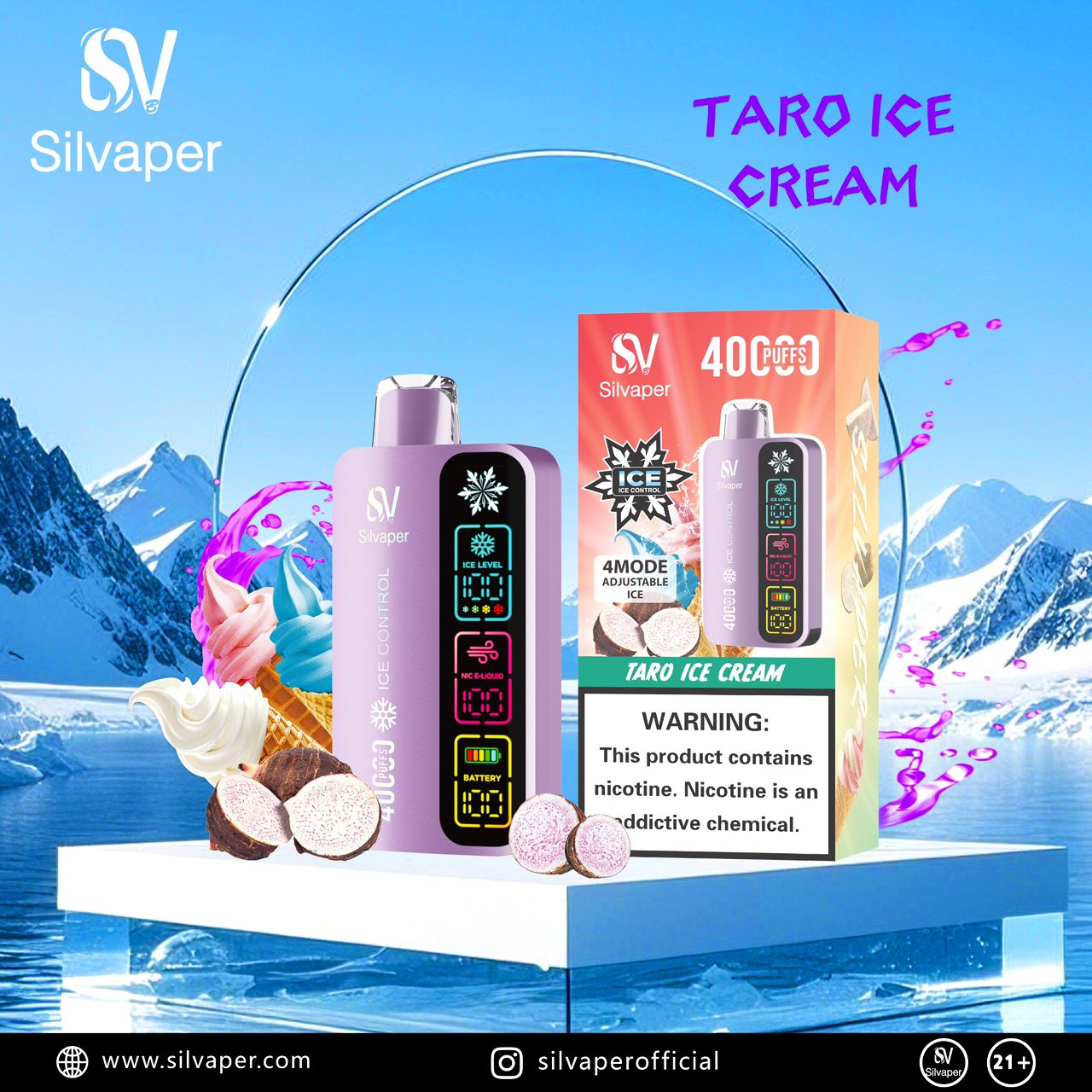 Silvaper 40,000 Puffs Adjustable Ice Disposable Vape