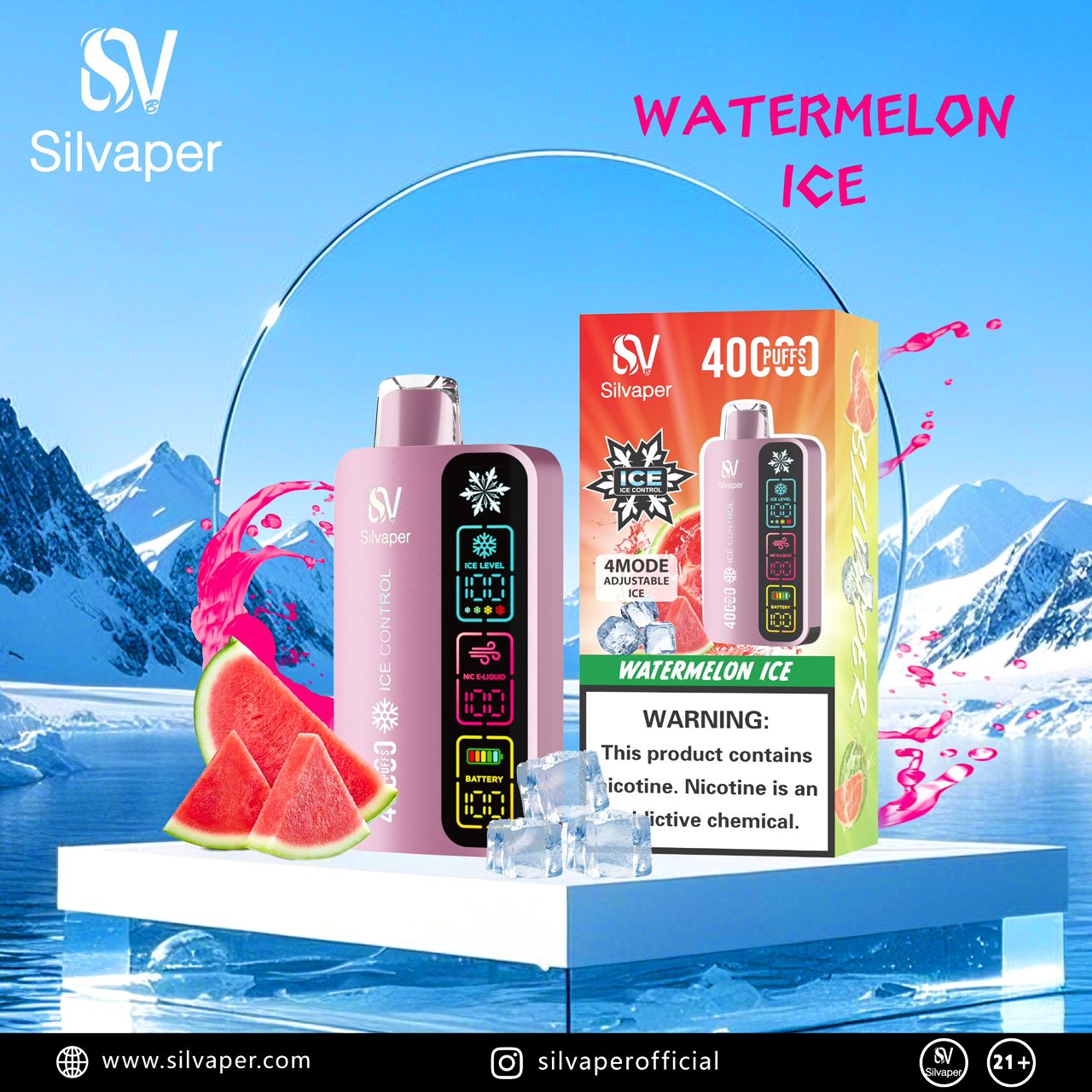Silvaper 40,000 Puffs Adjustable Ice Disposable Vape
