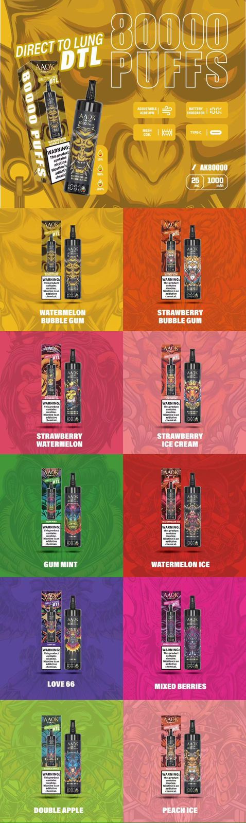AAOK 80000 Puff Vape | Big Cloud DTL & MTL Disposable. Best Vape Flavors UAE AAOK 80000 Puff Vape | Big Cloud DTL & MTL Disposable. Best Vape Flavors UAE