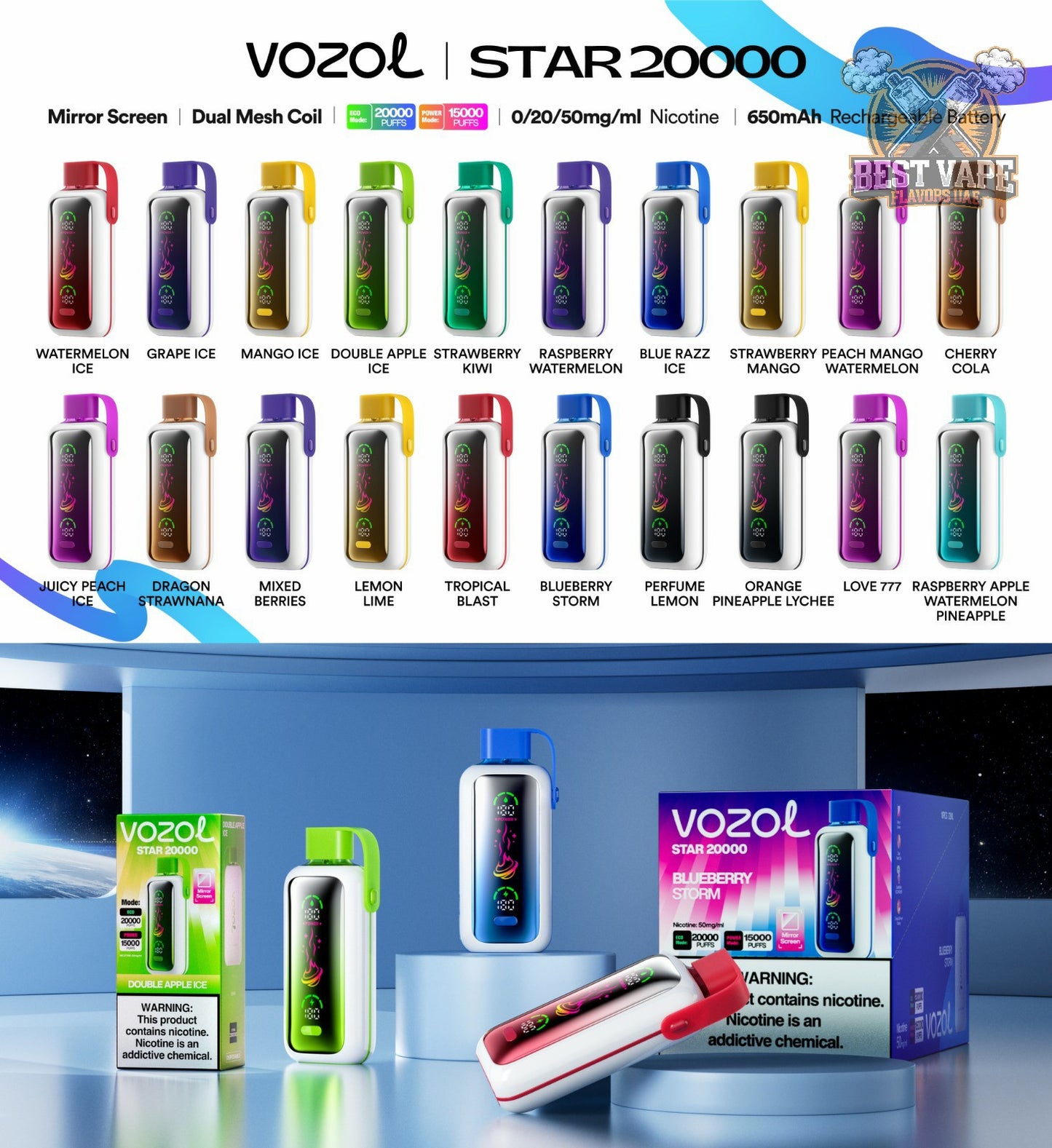 Vozol Star 20000 Puffs Dual Power Disposable Vape in UAE