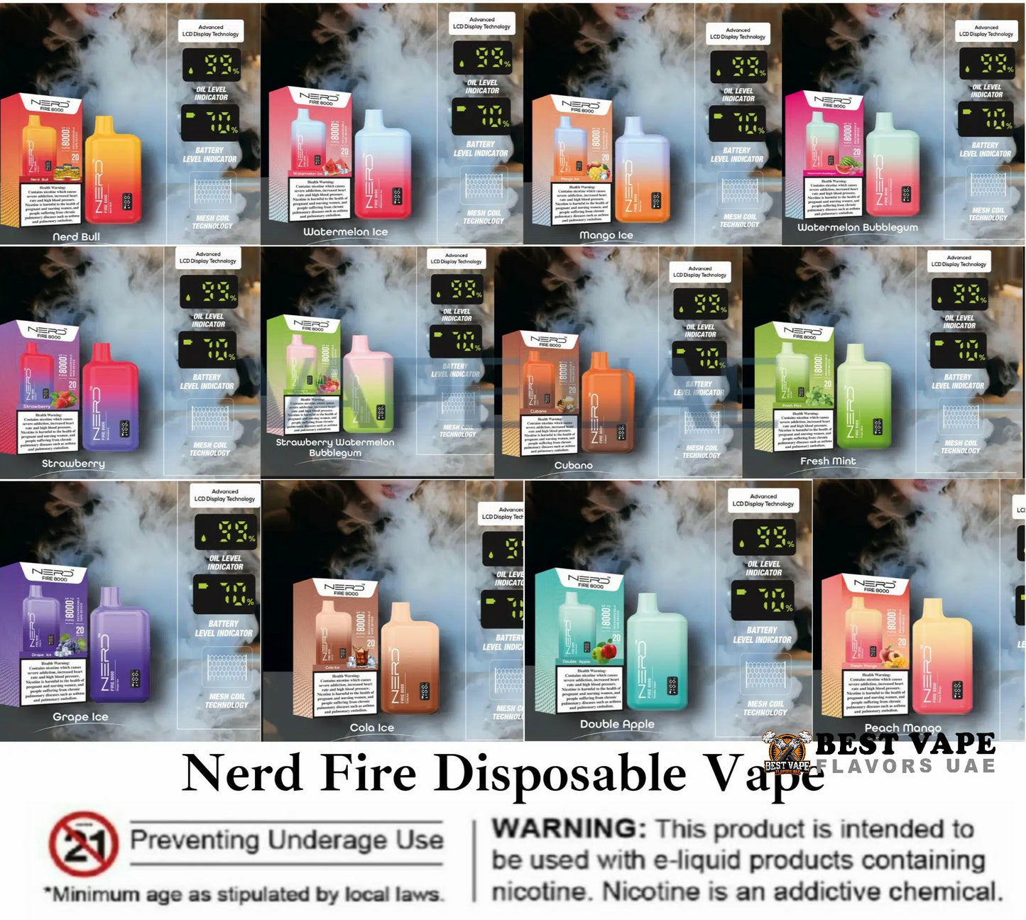 Nerd Fire 8000 Puffs Disposable Vape in Dubai