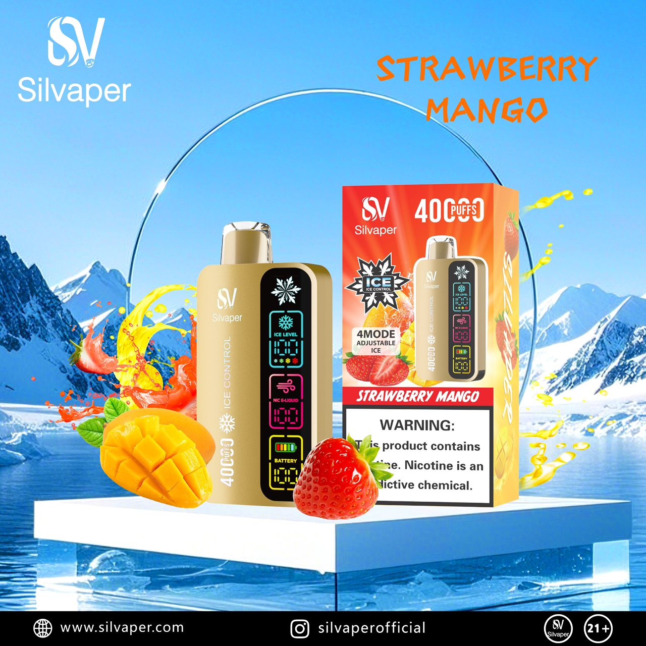 Silvaper 40,000 Puffs Adjustable Ice Disposable Vape